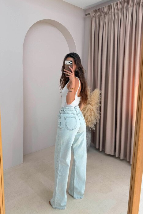 ONE COLOR WIDE LEG WOMAN JEANS LIGHTBLUE/BZ - 4