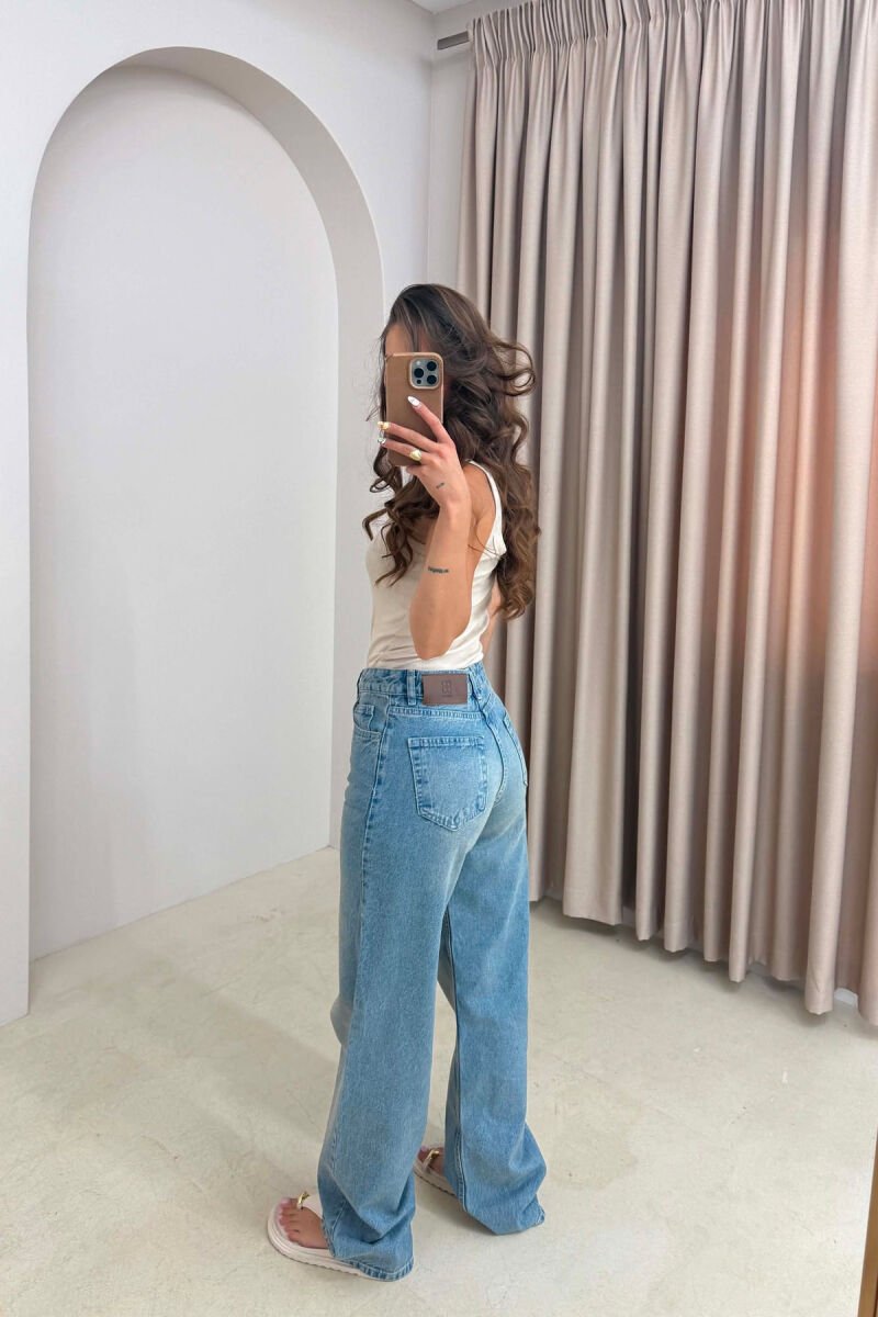 ONE COLOR WIDE LEG WOMAN JEANS LIGHTBLUE/BZ - 3