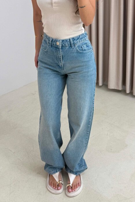 ONE COLOR WIDE LEG WOMAN JEANS LIGHTBLUE/BZ - 4