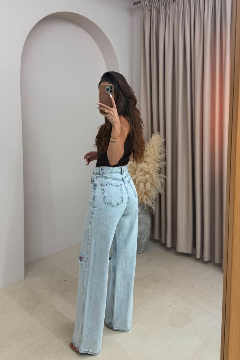 ONE COLOR WIDE LEG WOMAN JEANS LIGHTBLUE/BZ - 3