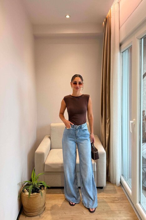 ONE COLOR WIDE LEG WOMAN JEANS LIGHTBLUE/BZ - 1