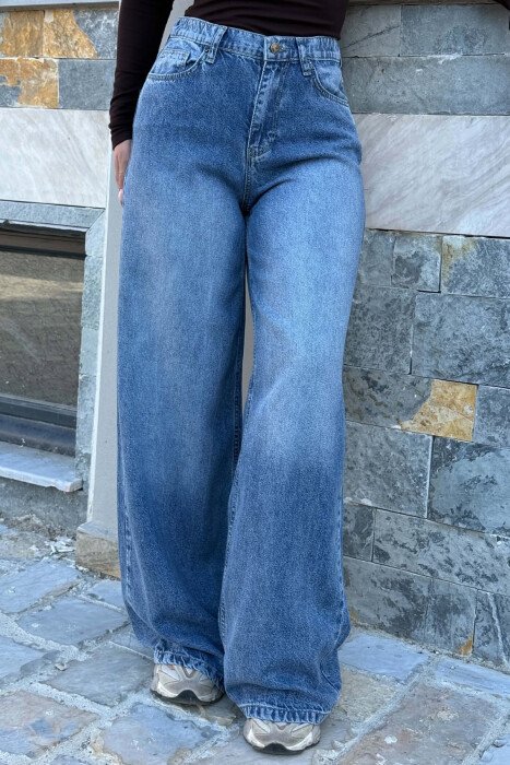 ONE COLOR WIDE LEG WOMAN JEANS LIGHTBLUE/BZ - 2