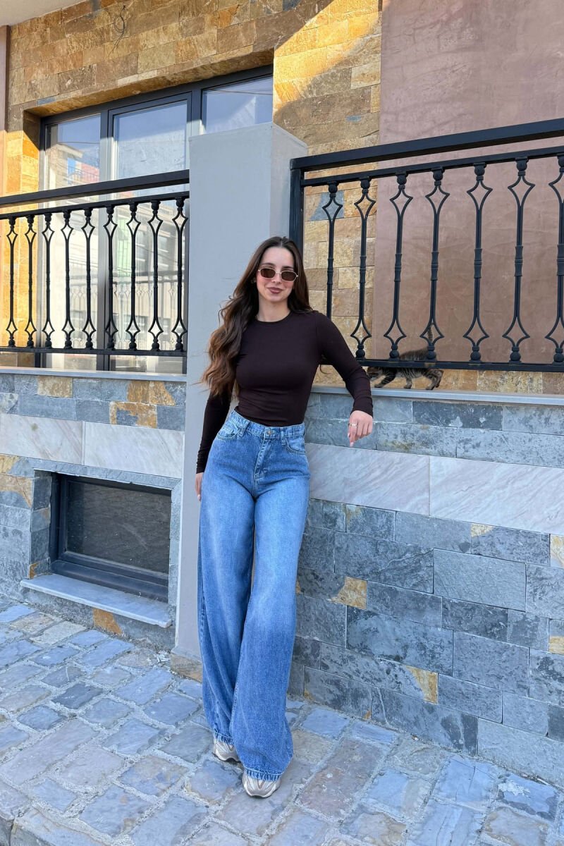 ONE COLOR WIDE LEG WOMAN JEANS LIGHTBLUE/BZ - 4
