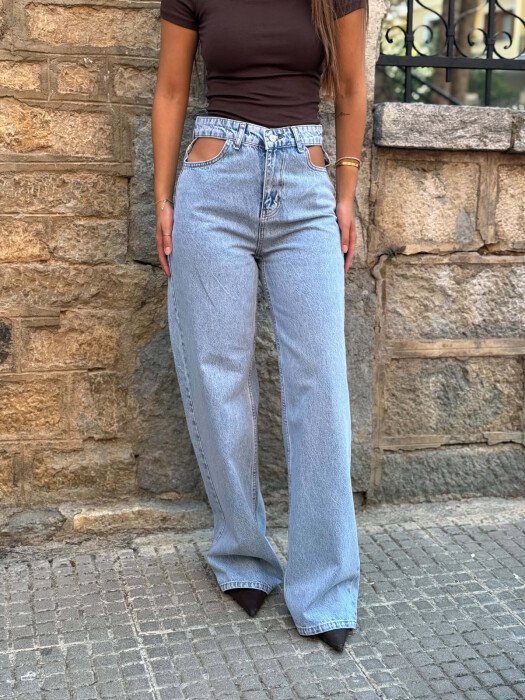ONE COLOR WIDE LEG WOMAN JEANS LIGHTBLUE/BZ - 2