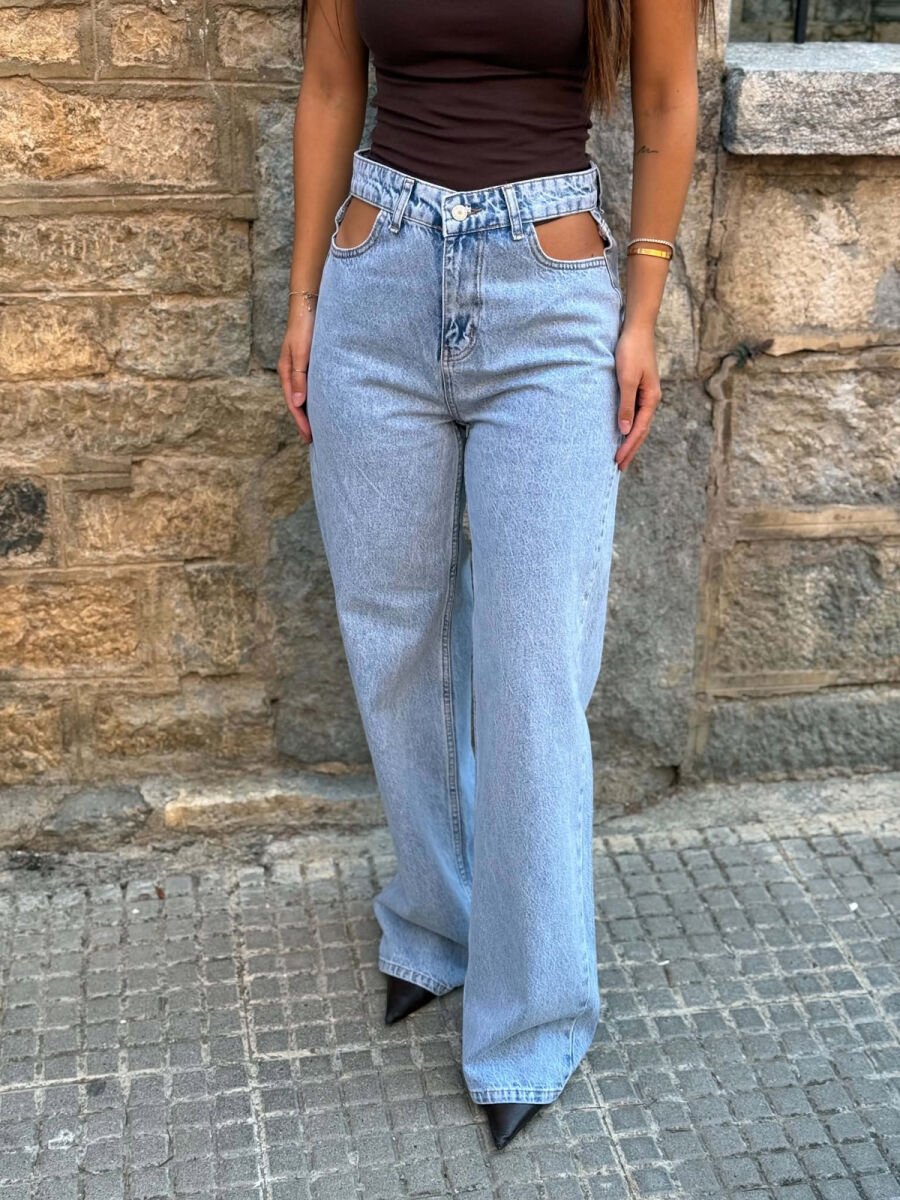ONE COLOR WIDE LEG WOMAN JEANS LIGHTBLUE/BZ - 4