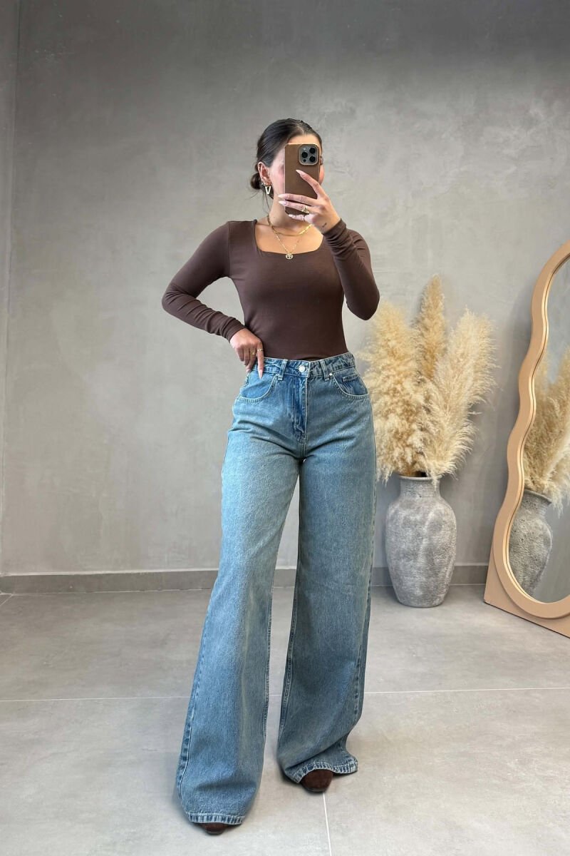 ONE COLOR WIDE LEG WOMAN JEANS STEELBLUE/BLU CELIKU - 1