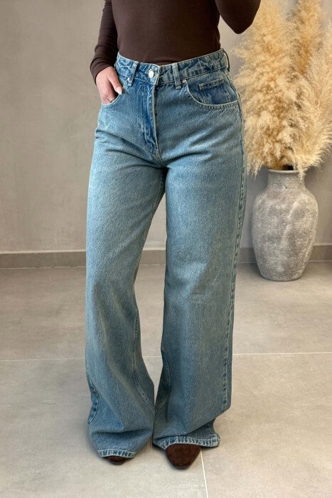 ONE COLOR WIDE LEG WOMAN JEANS STEELBLUE/BLU CELIKU - 2