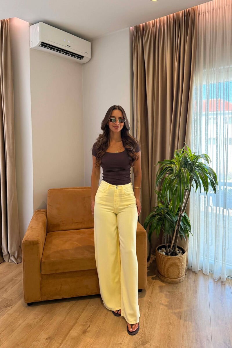 ONE COLOR WIDE LEG WOMAN JEANS YELLOW/E VERDHE - 2