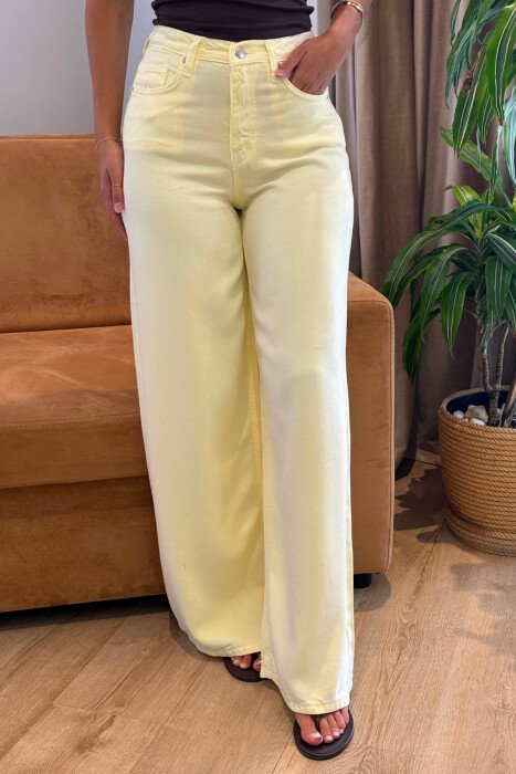 ONE COLOR WIDE LEG WOMAN JEANS YELLOW/E VERDHE - 5