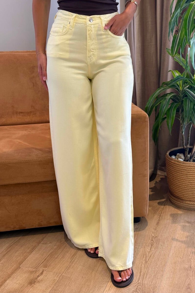 ONE COLOR WIDE LEG WOMAN JEANS YELLOW/E VERDHE - 5