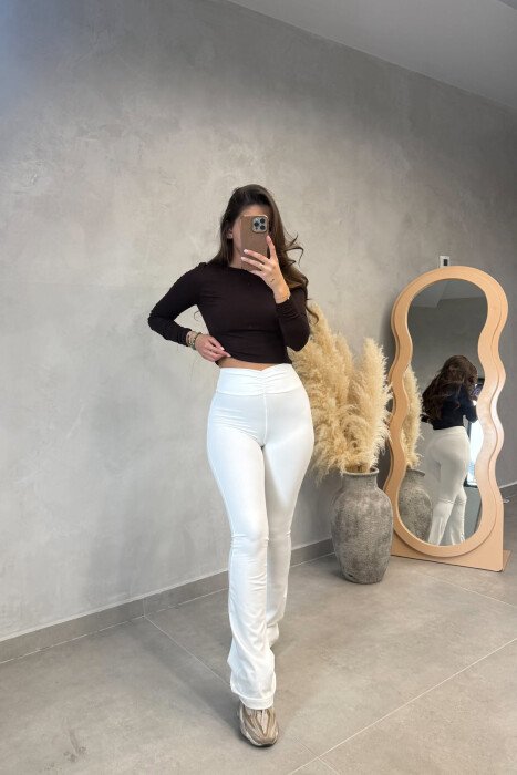 ONE COLOR WIDE LEG WOMAN LEGGINGS WHITE-E BARDHE - 1
