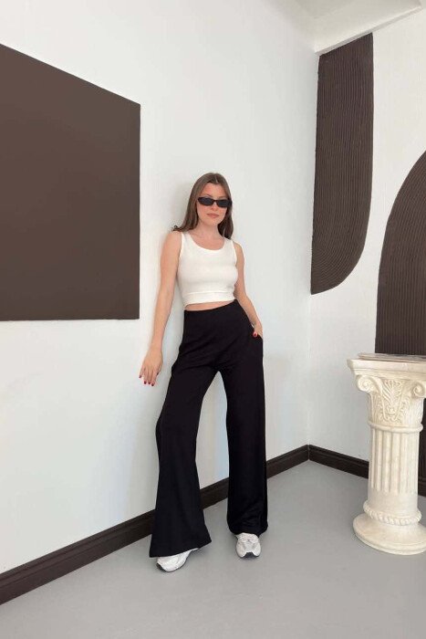 ONE COLOR WIDE LEG WOMAN SWEATPANTS BLACK/ E ZEZE - 1