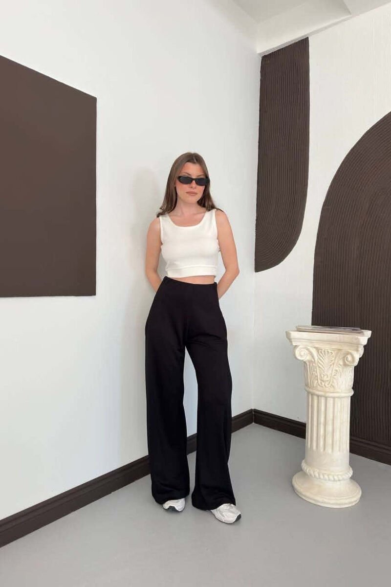 ONE COLOR WIDE LEG WOMAN SWEATPANTS BLACK/ E ZEZE - 2