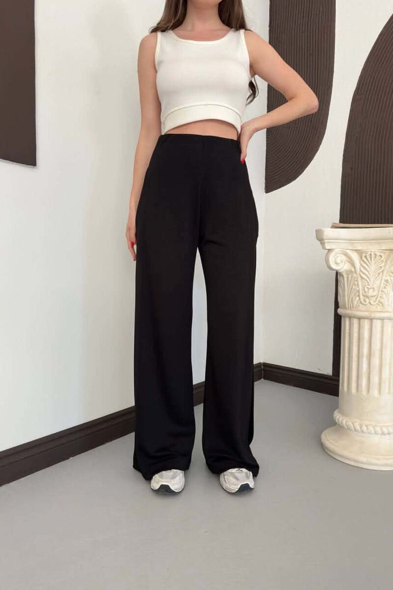 ONE COLOR WIDE LEG WOMAN SWEATPANTS BLACK/ E ZEZE - 3