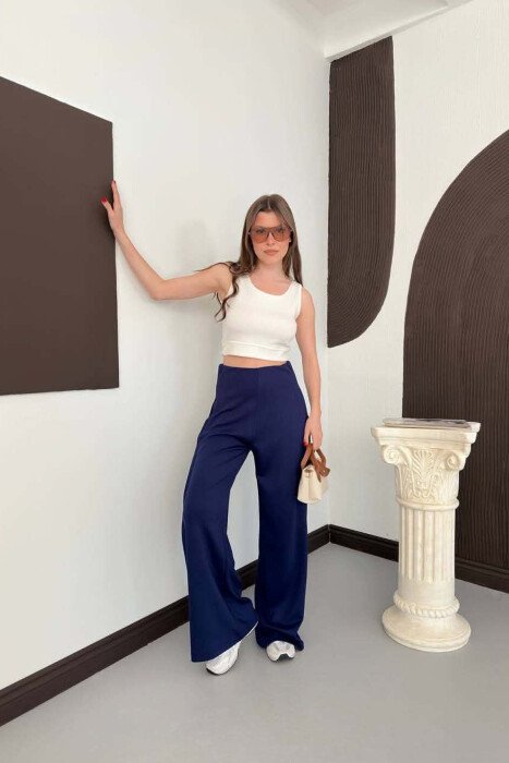 ONE COLOR WIDE LEG WOMAN SWEATPANTS BLUE/BLU - 4