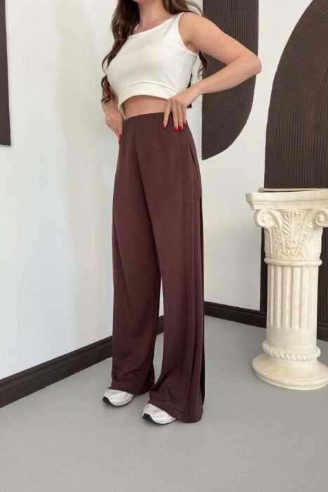 ONE COLOR WIDE LEG WOMAN SWEATPANTS BROWN/KAFE - 4