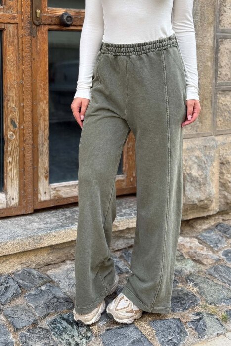 ONE COLOR WIDE LEG WOMAN SWEATPANTS GREEN/JESHILE - 2
