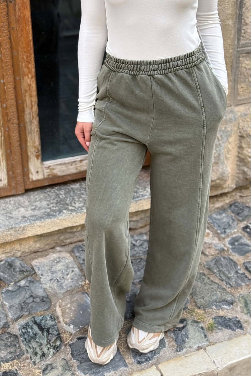 ONE COLOR WIDE LEG WOMAN SWEATPANTS GREEN/JESHILE - 4