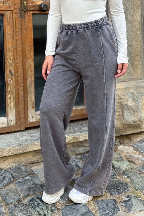 ONE COLOR WIDE LEG WOMAN SWEATPANTS GREY/GRI - 2
