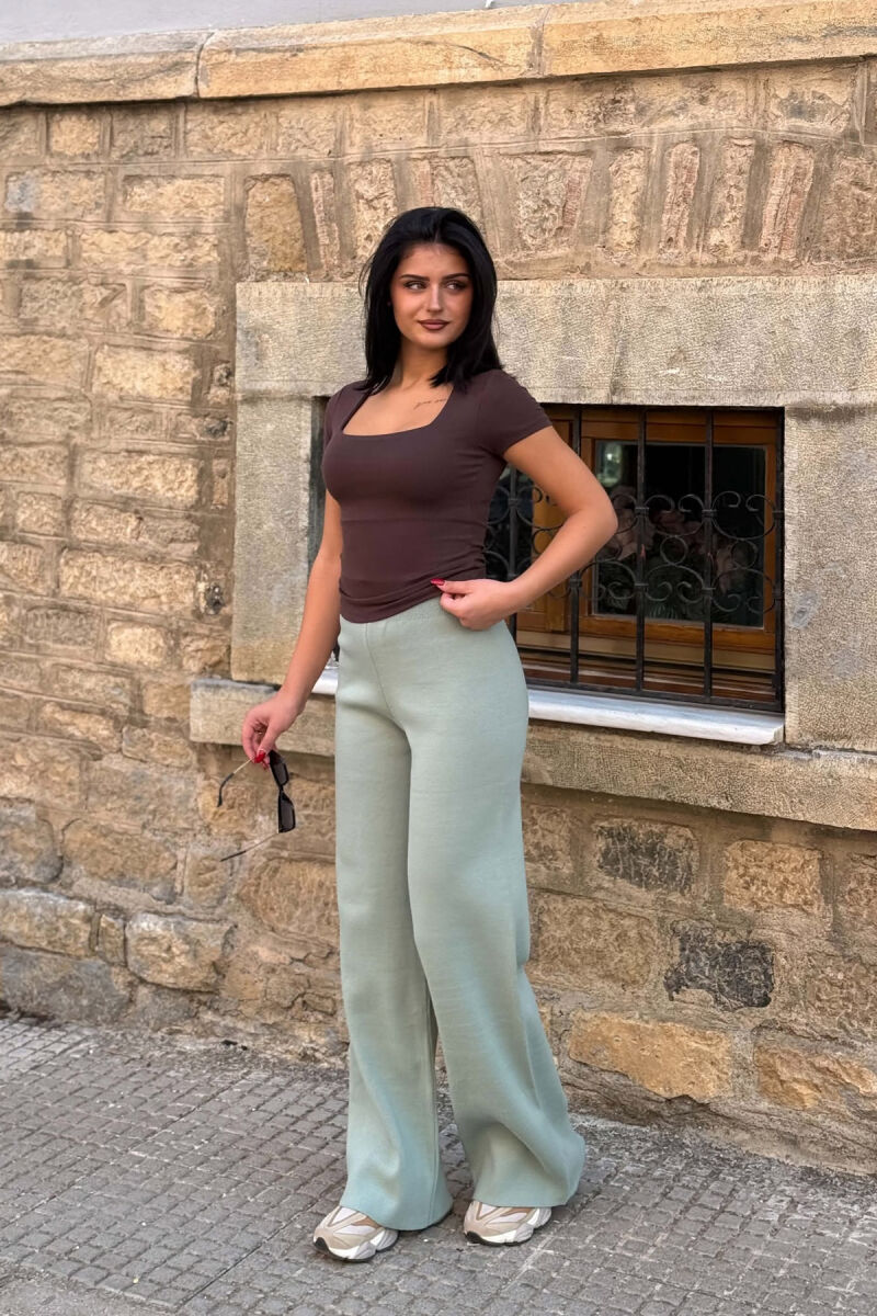 ONE COLOR WIDE LEG WOMAN SWEATPANTS MINT/MENTE - 3