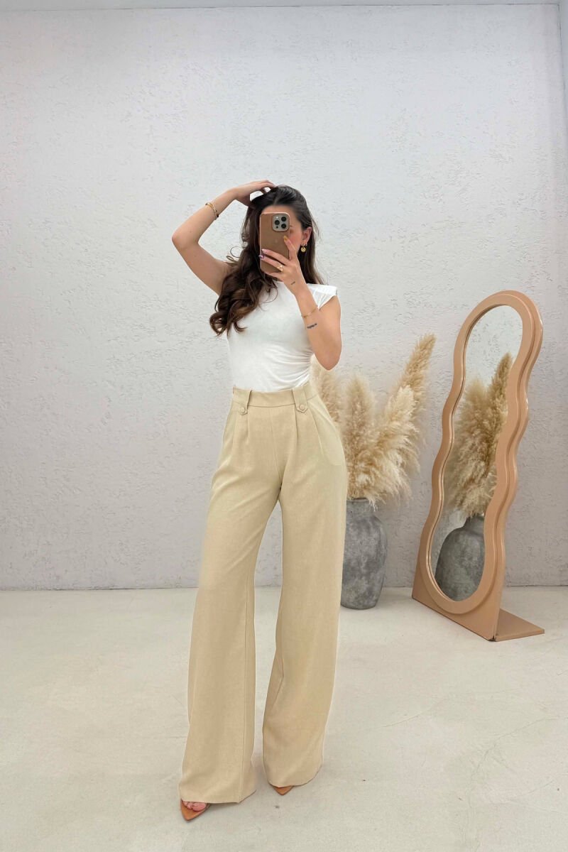 ONE COLOR WIDE LEG WOMAN TROUSERS BEIGE/BEZHE - 1