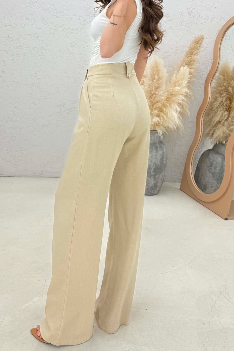 ONE COLOR WIDE LEG WOMAN TROUSERS BEIGE/BEZHE - 2