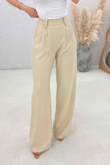 ONE COLOR WIDE LEG WOMAN TROUSERS BEIGE/BEZHE - 3