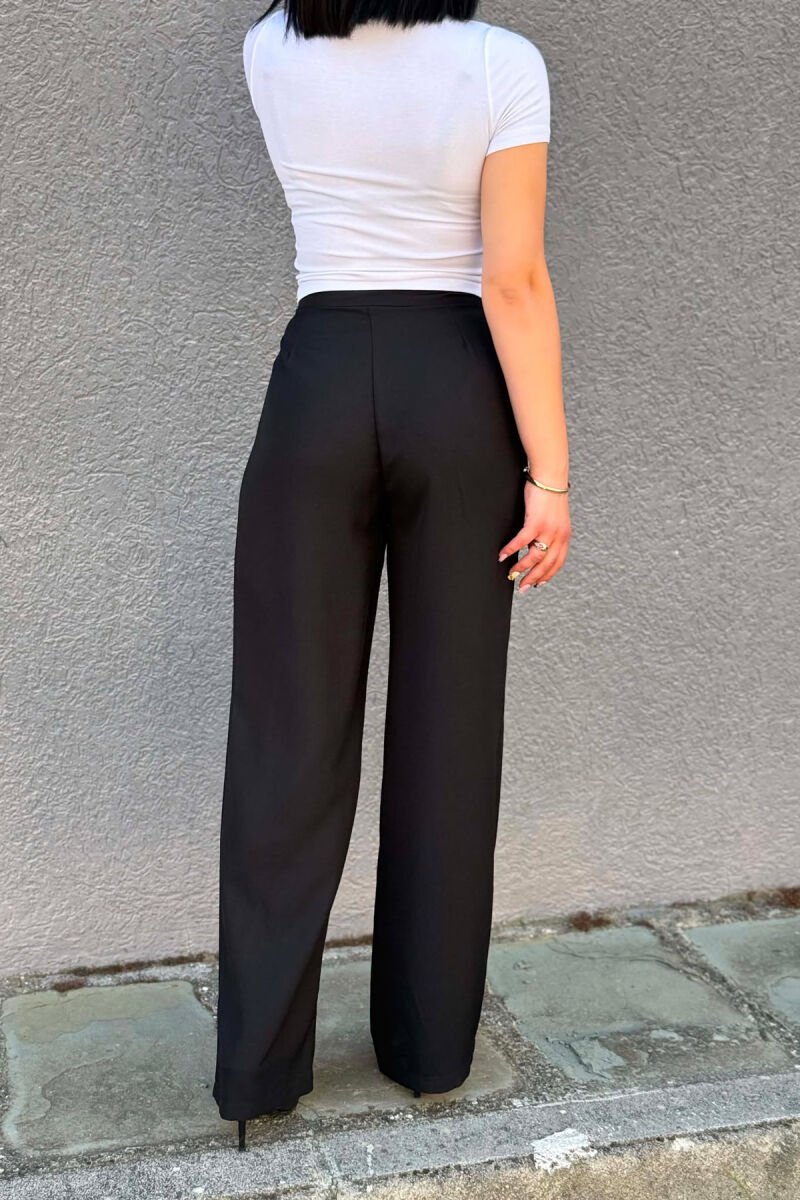 ONE COLOR WIDE LEG WOMAN TROUSERS BLACK/ E ZEZE - 4