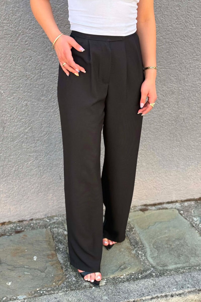 ONE COLOR WIDE LEG WOMAN TROUSERS BLACK/ E ZEZE - 5