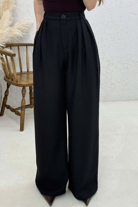ONE COLOR WIDE LEG WOMAN TROUSERS BLACK/ E ZEZE - 4