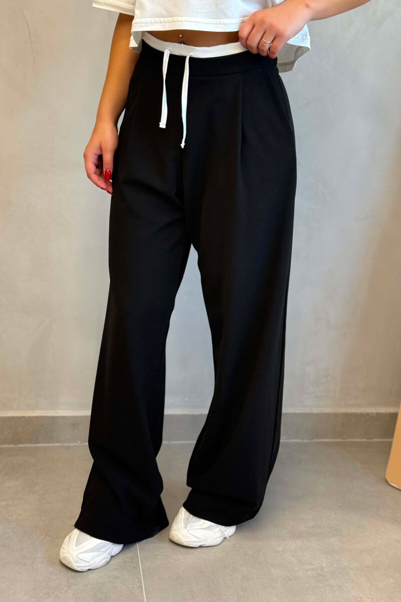 ONE COLOR WIDE LEG WOMAN TROUSERS BLACK/ E ZEZE - 5