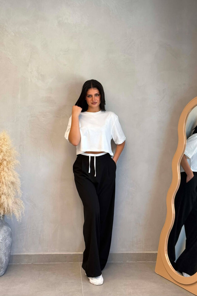 ONE COLOR WIDE LEG WOMAN TROUSERS BLACK/ E ZEZE - 6