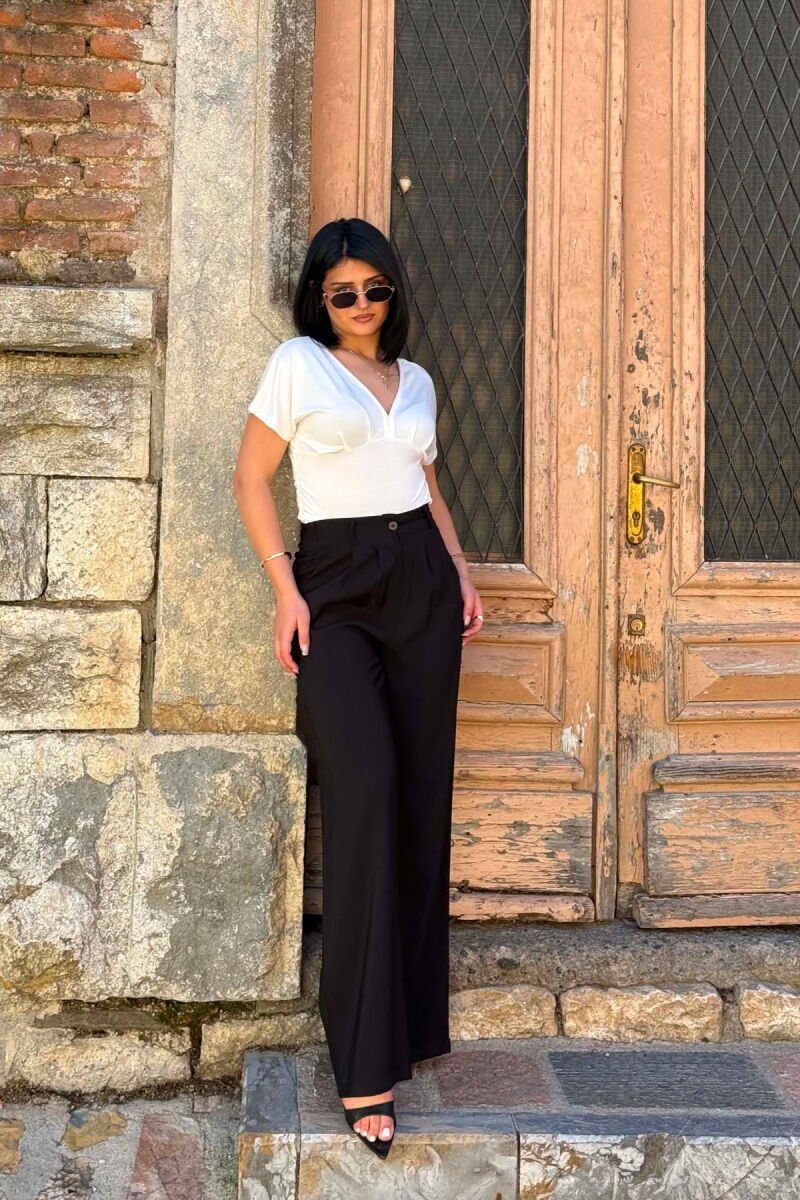 ONE COLOR WIDE LEG WOMAN TROUSERS BLACK/ E ZEZE - 3