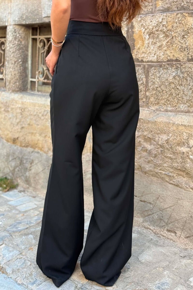 ONE COLOR WIDE LEG WOMAN TROUSERS BLACK/ E ZEZE - 5