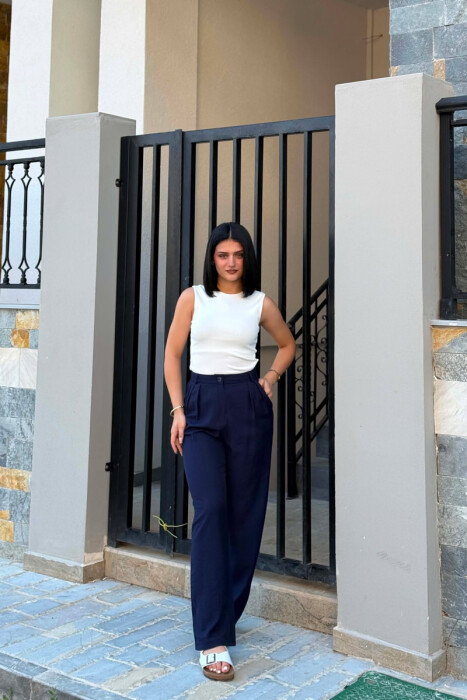 ONE COLOR WIDE LEG WOMAN TROUSERS BLUE/BLU 