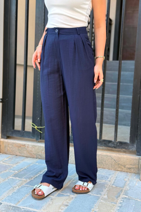 ONE COLOR WIDE LEG WOMAN TROUSERS BLUE/BLU - 3
