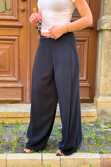 ONE COLOR WIDE LEG WOMAN TROUSERS BLUE/BLU - 4