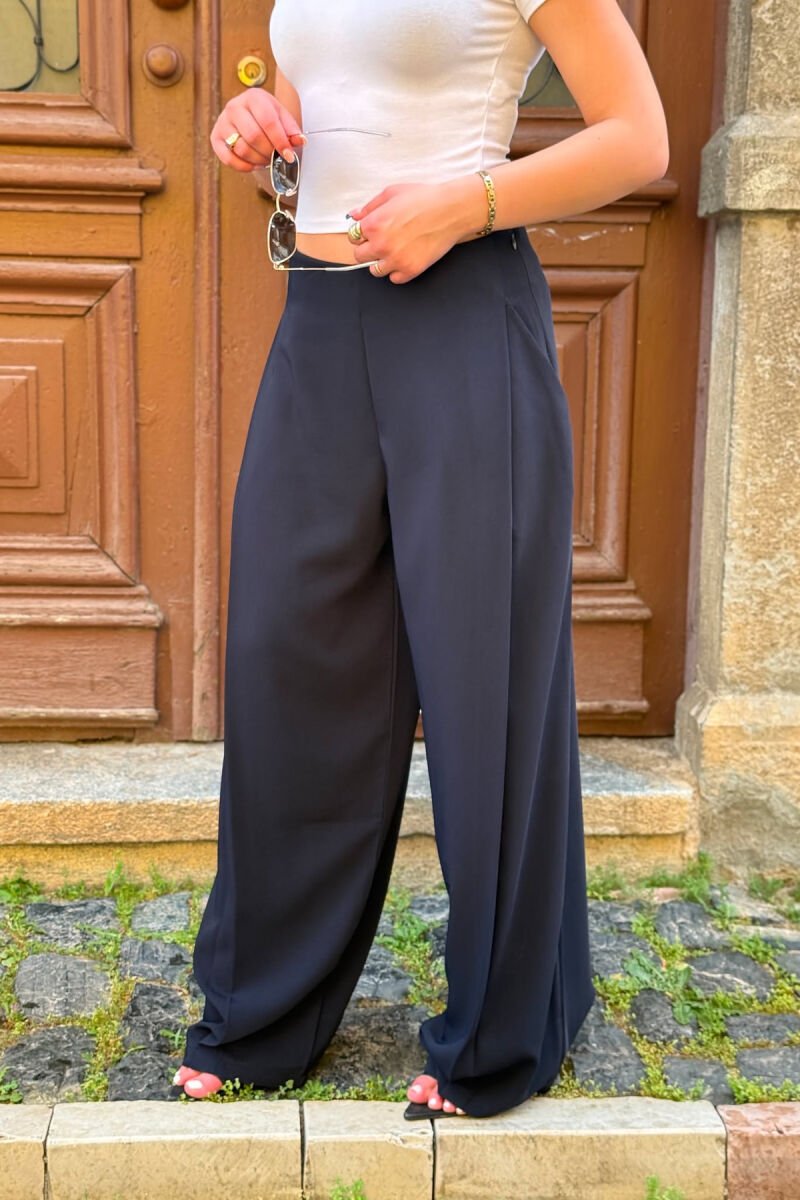 ONE COLOR WIDE LEG WOMAN TROUSERS BLUE/BLU - 4