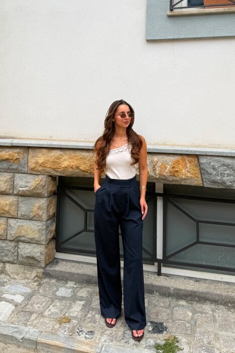ONE COLOR WIDE LEG WOMAN TROUSERS BLUE/BLU - 3