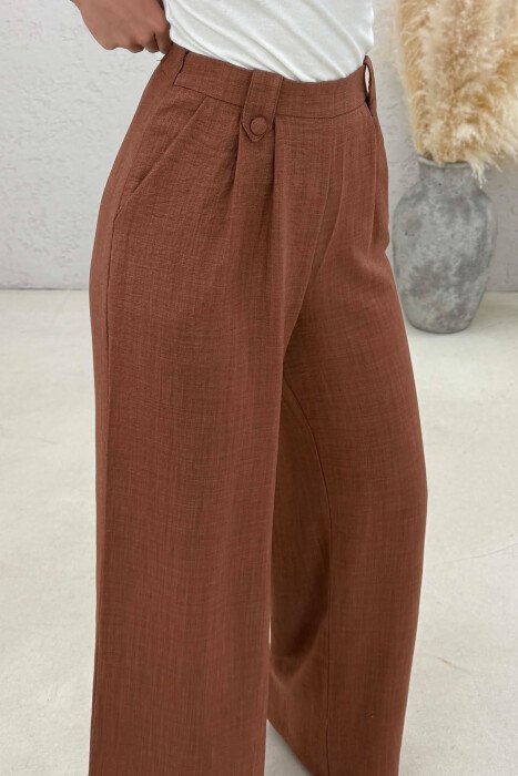 ONE COLOR WIDE LEG WOMAN TROUSERS BRICK/TULLE - 4