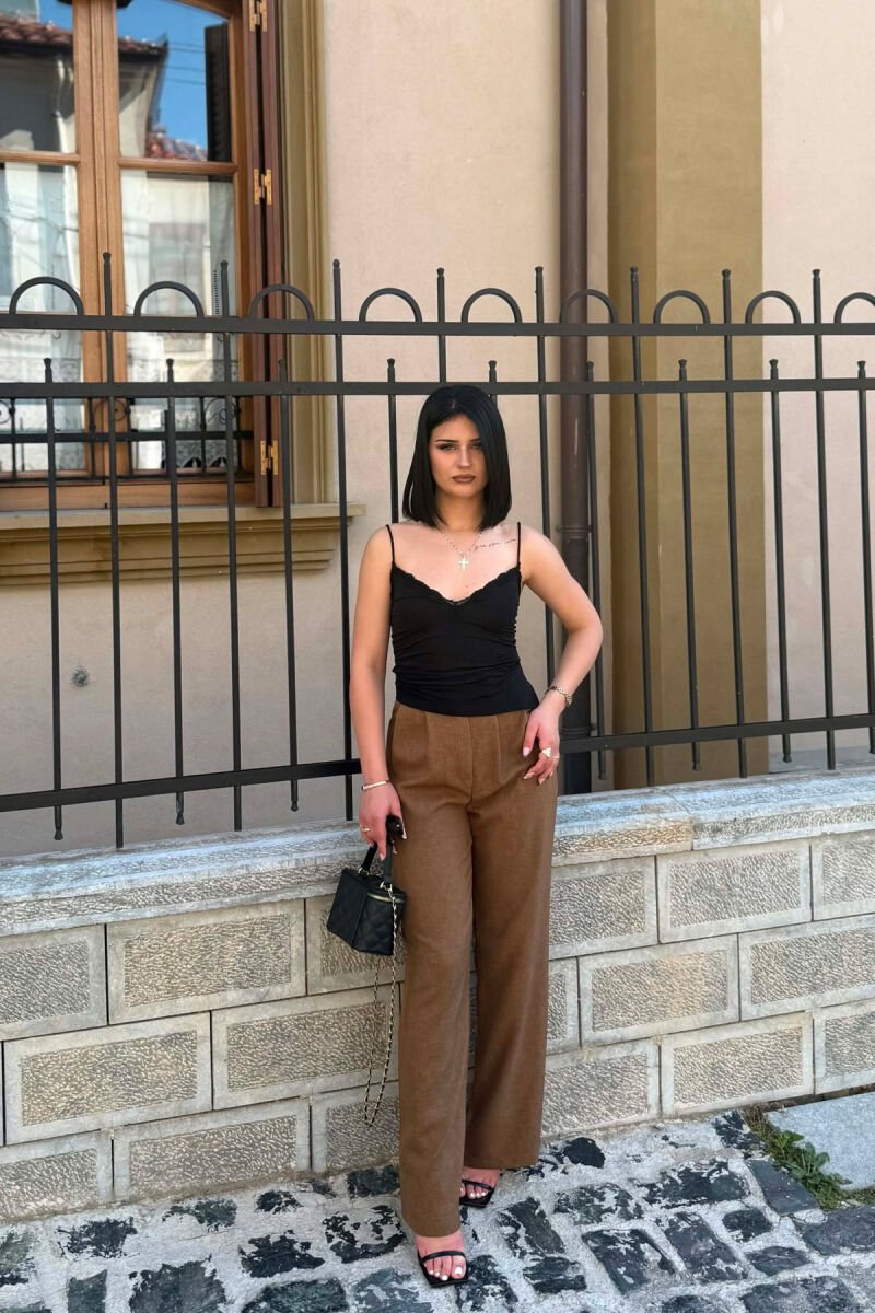 ONE COLOR WIDE LEG WOMAN TROUSERS BROWN/KAFE - 2