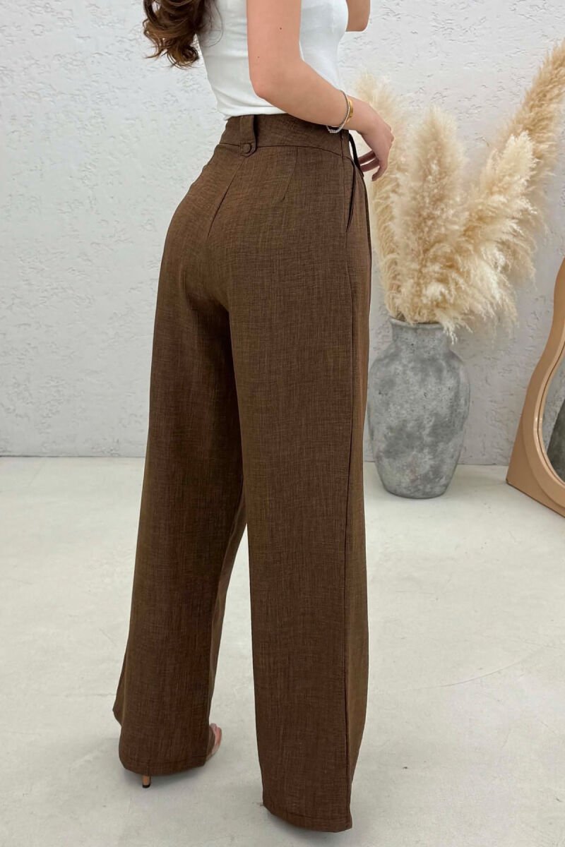 ONE COLOR WIDE LEG WOMAN TROUSERS BROWN/KAFE - 2