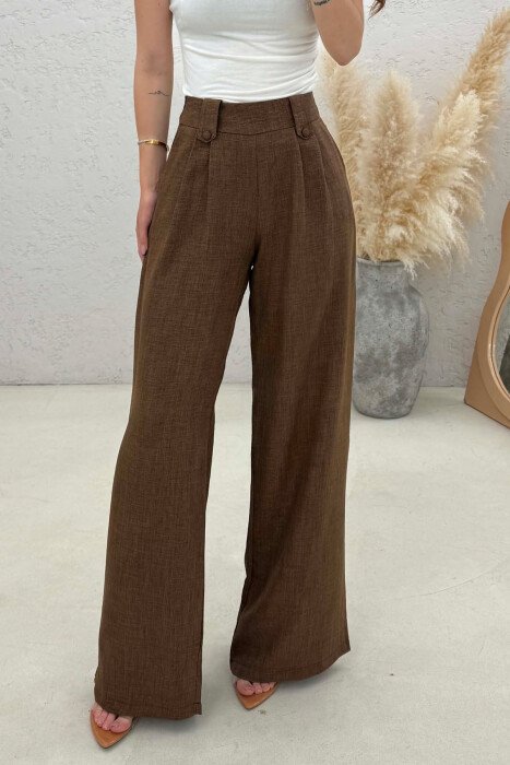 ONE COLOR WIDE LEG WOMAN TROUSERS BROWN/KAFE - 3