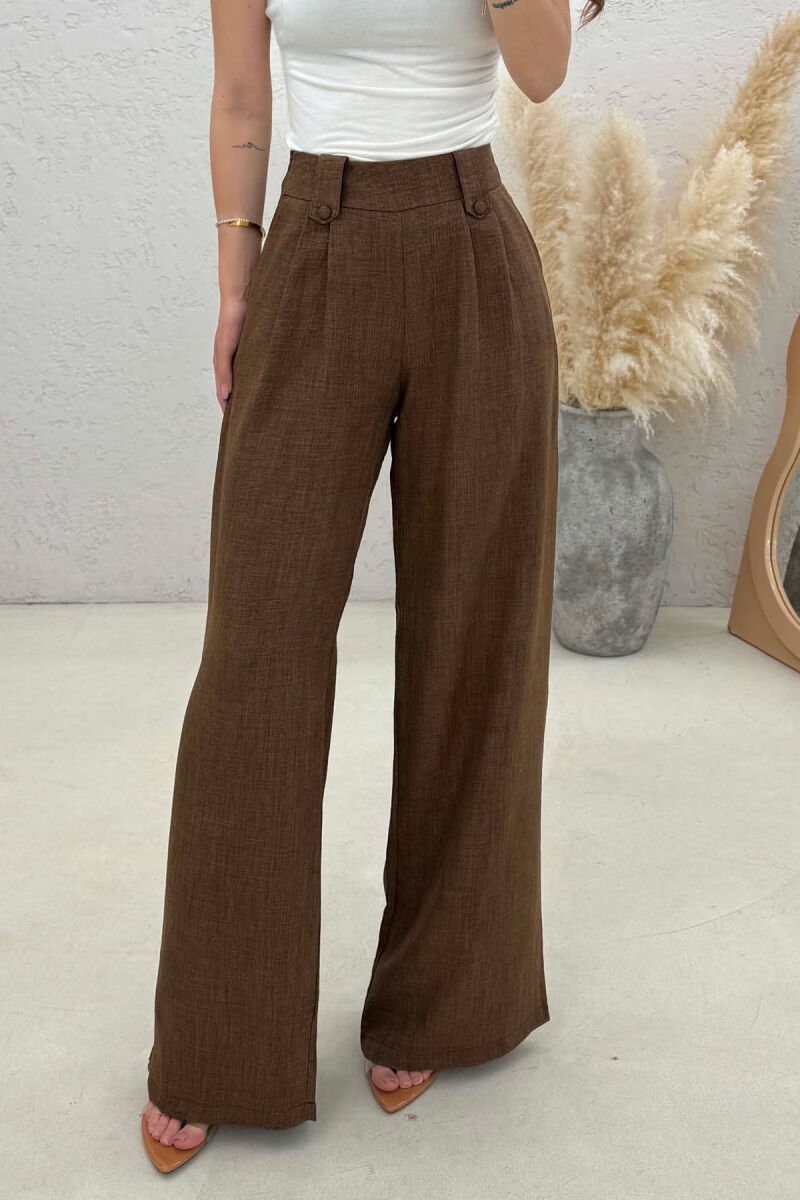 ONE COLOR WIDE LEG WOMAN TROUSERS BROWN/KAFE - 3