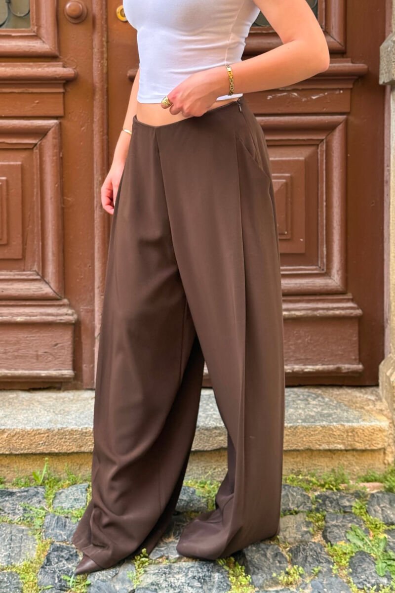 ONE COLOR WIDE LEG WOMAN TROUSERS BROWN/KAFE - 2