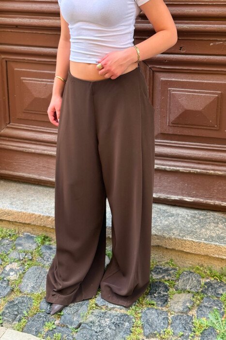 ONE COLOR WIDE LEG WOMAN TROUSERS BROWN/KAFE - 5