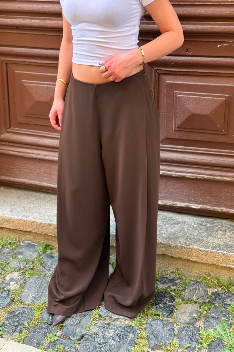 ONE COLOR WIDE LEG WOMAN TROUSERS BROWN/KAFE - 5