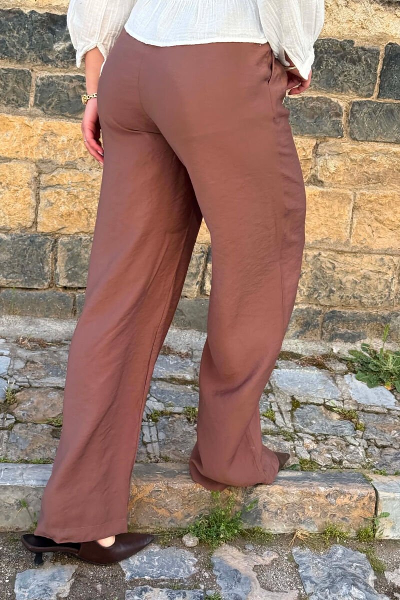 ONE COLOR WIDE LEG WOMAN TROUSERS BROWN/KAFE - 6