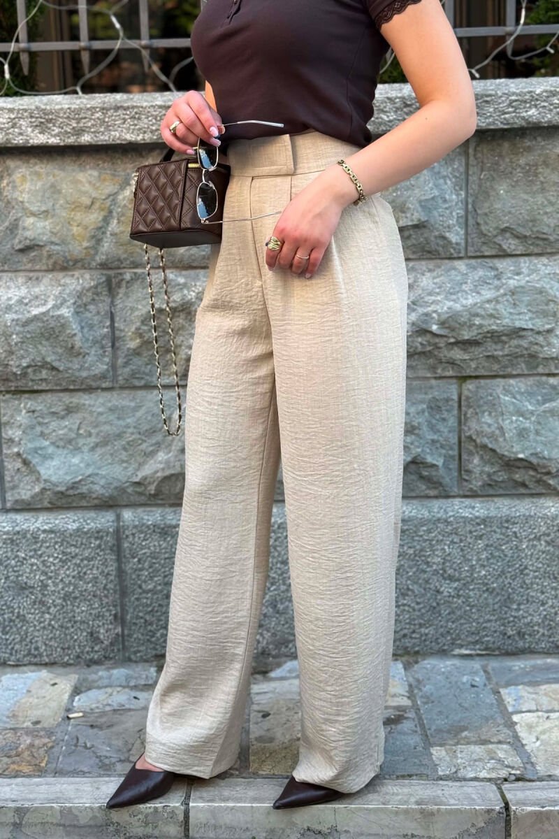 ONE COLOR WIDE LEG WOMAN TROUSERS DARK BEIGE/BEZHE ERRET - 5