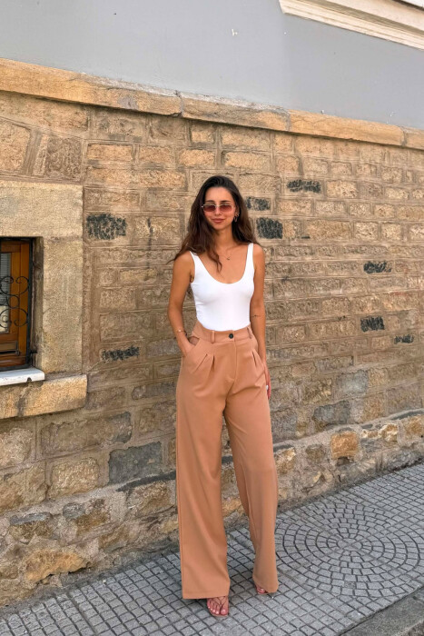 ONE COLOR WIDE LEG WOMAN TROUSERS DARK BEIGE/BEZHE ERRET - 3